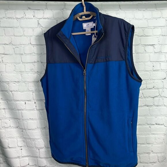 Southern Tide Fleece Vest Large NWT Blue Lake color Zip up - Picture 1 of 6